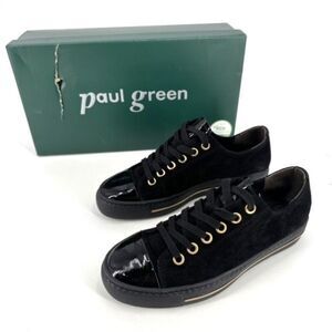 NIB Paul Green Sophie Women's Lace Up Sneakers Black Suede Patent Combo Size 7